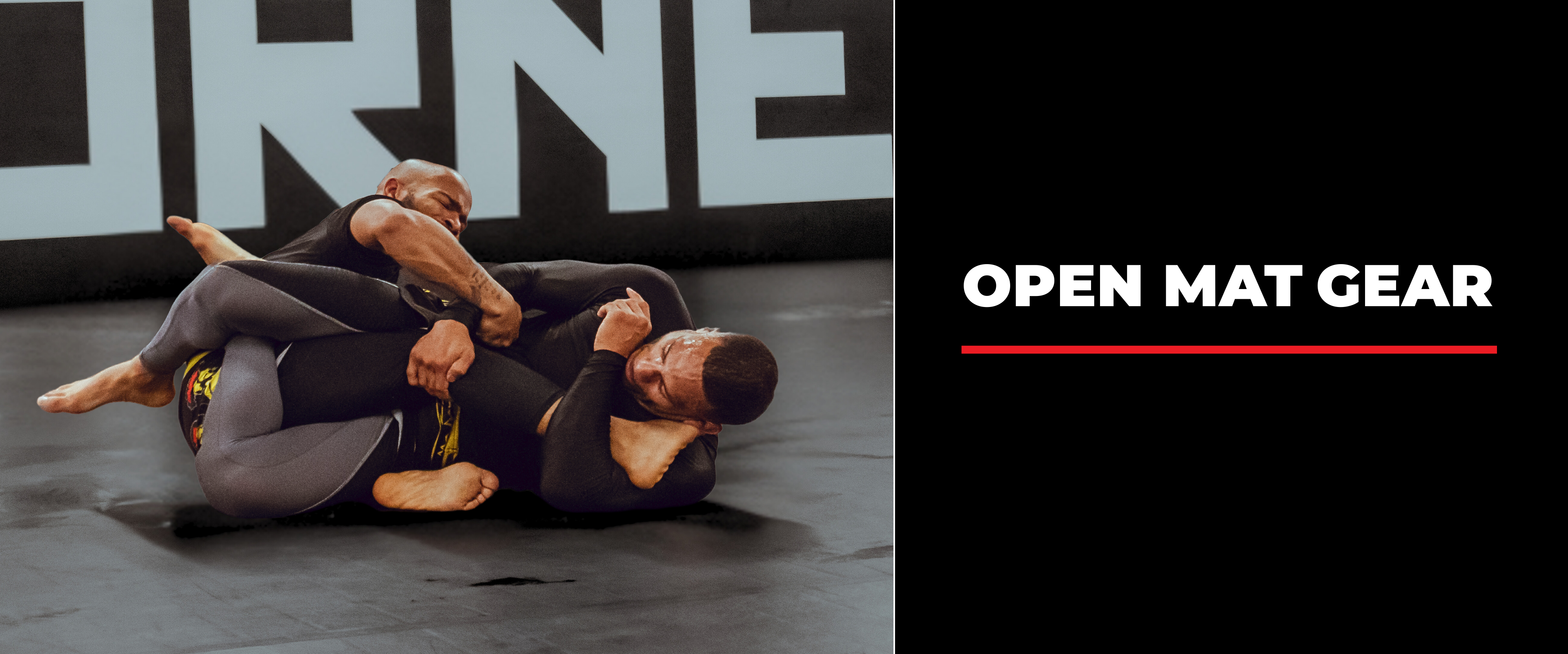 Photo of two BJJ athletes using Bjj No Gi Gear at Combat Corner's monthly Open Mat Event where local Milwaukee area athletes gather to in a community BJJ Gi and No-Gi sparring session.