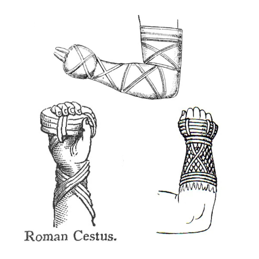 Example photo of ancient boxing gloves for Combat Corner's article about the history of boxing gloves