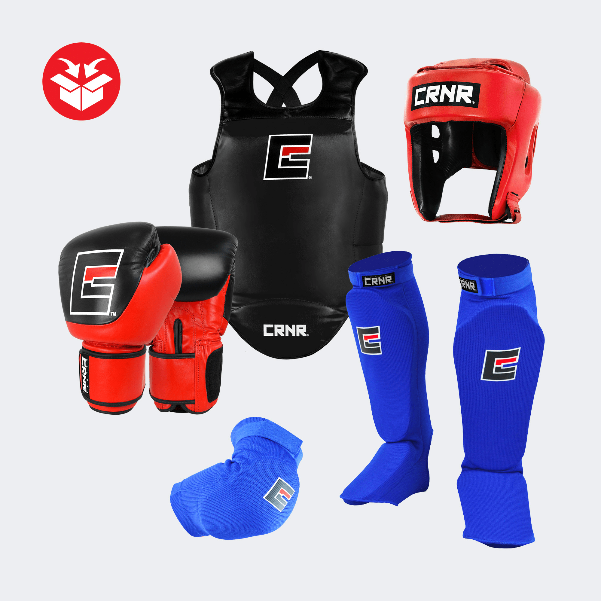 Product photo showing each product in Combat Corner's Muay Thai Competition Gear Bundle 