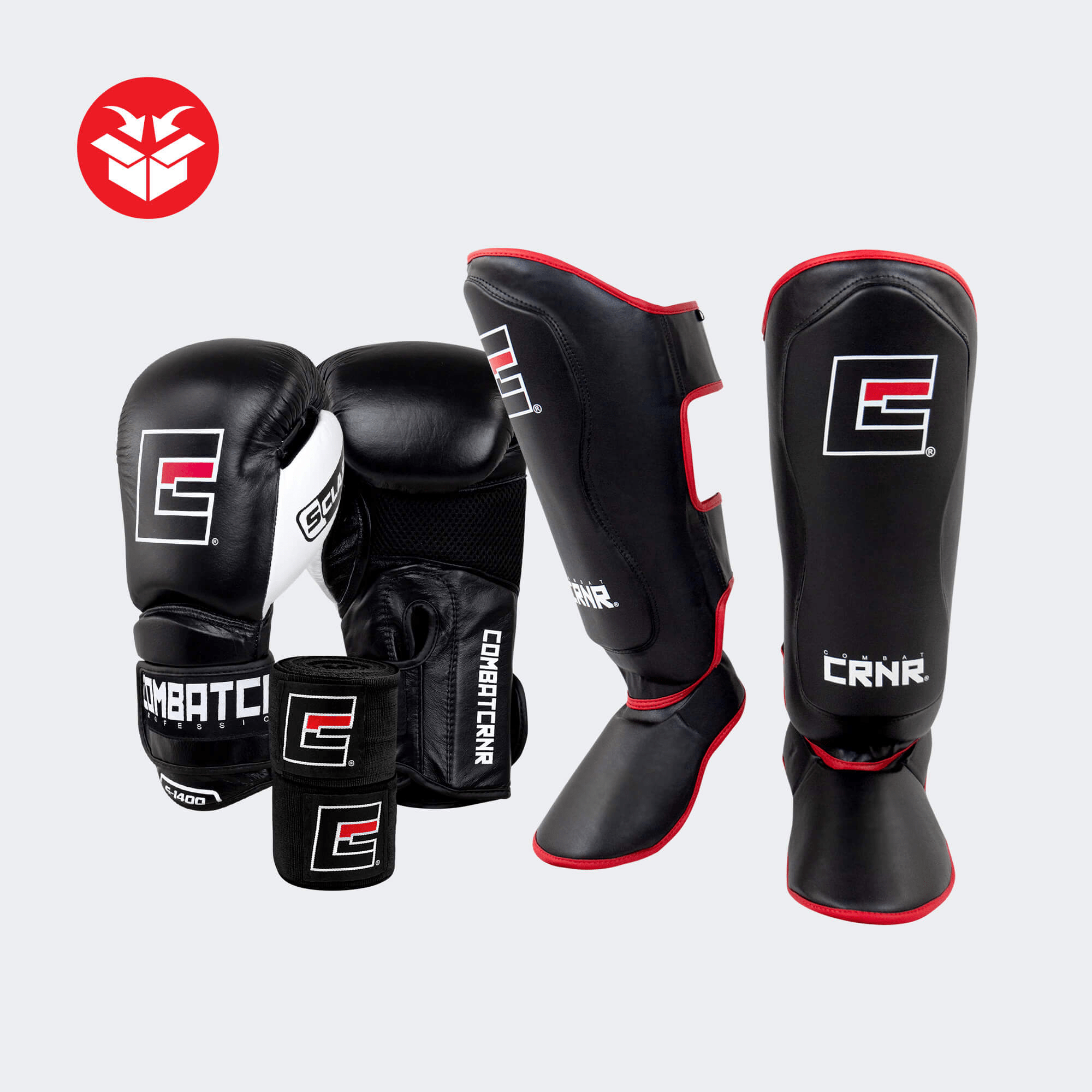 Product photo showing each product in Combat Corner's Striking Enhanced Gear Bundle 