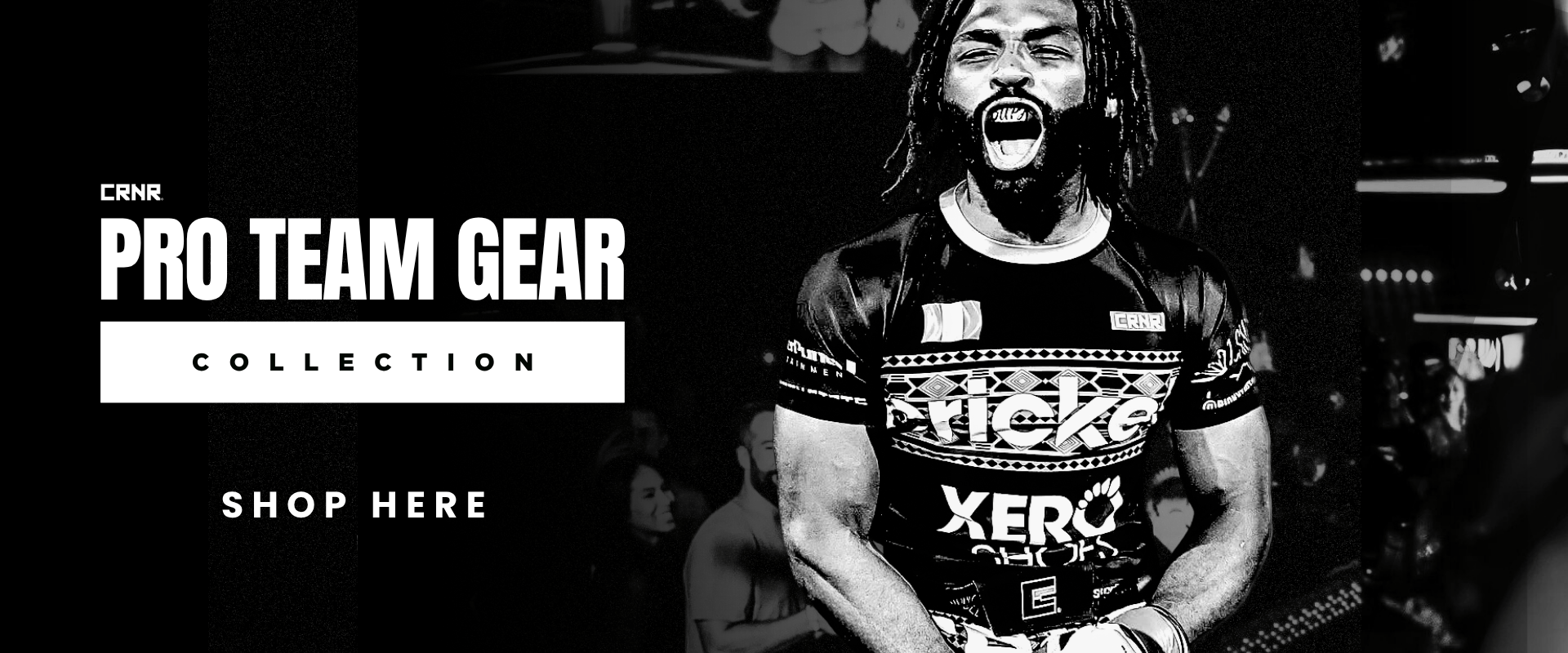 Photo of Combat Corner Pro Team Member Raufeon Stots during his walk out at Bellator. The photo has text that says, 