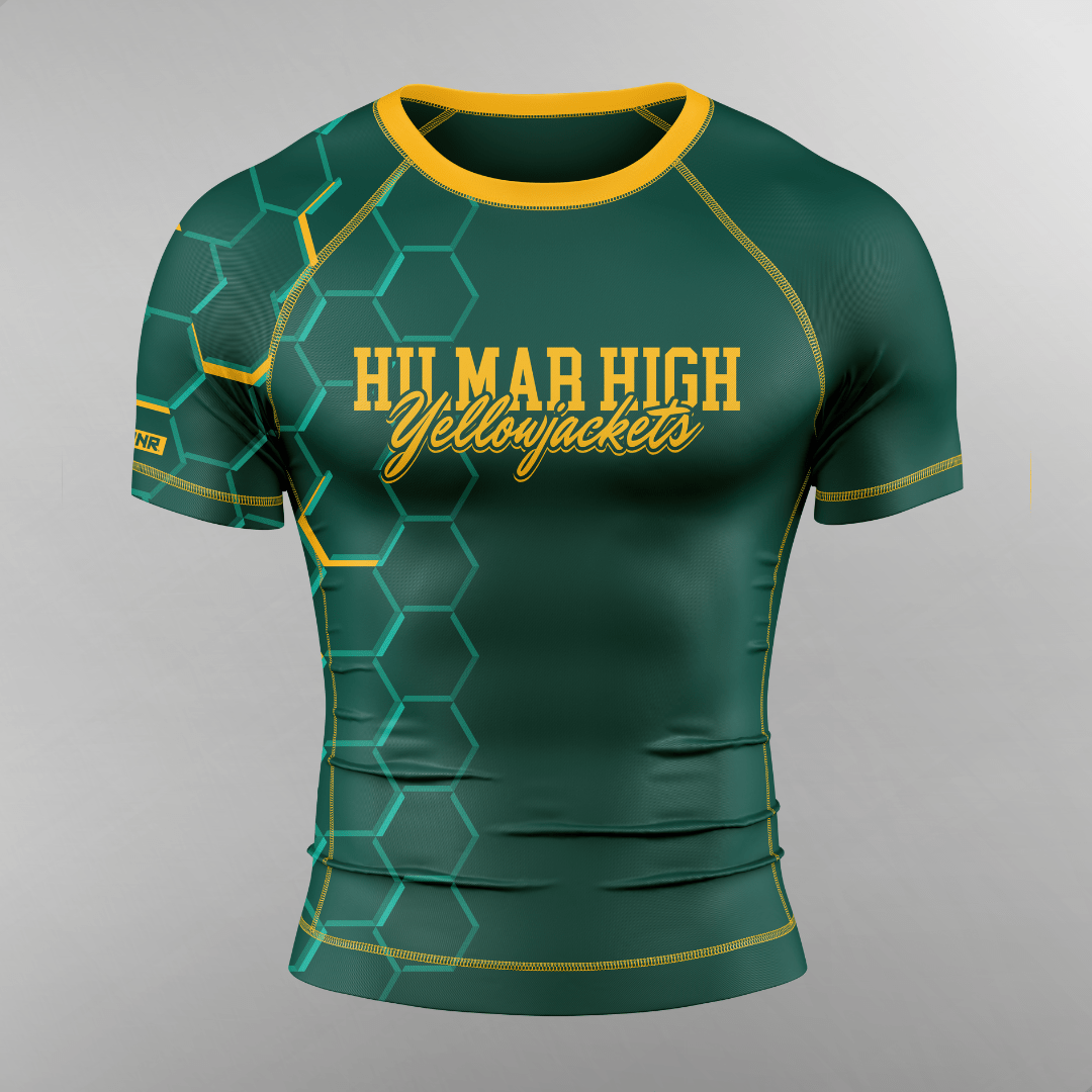 Photo of a customer example of Combat Corner custom rash guards