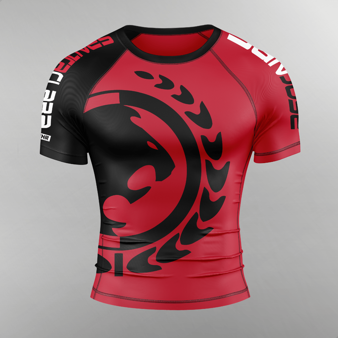 Photo of a customer example of Combat Corner custom rash guards
