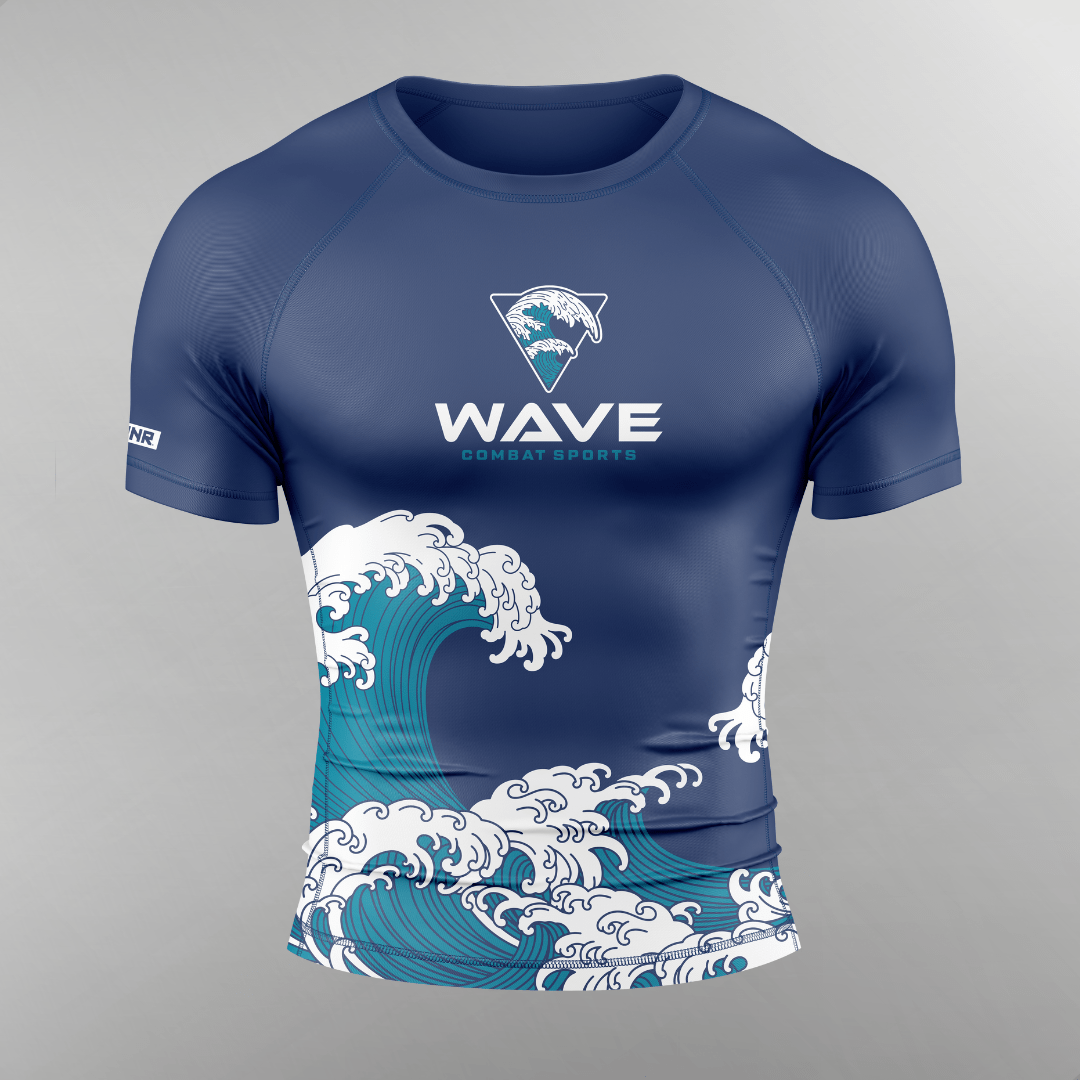 Photo of a customer example of Combat Corner custom rash guards