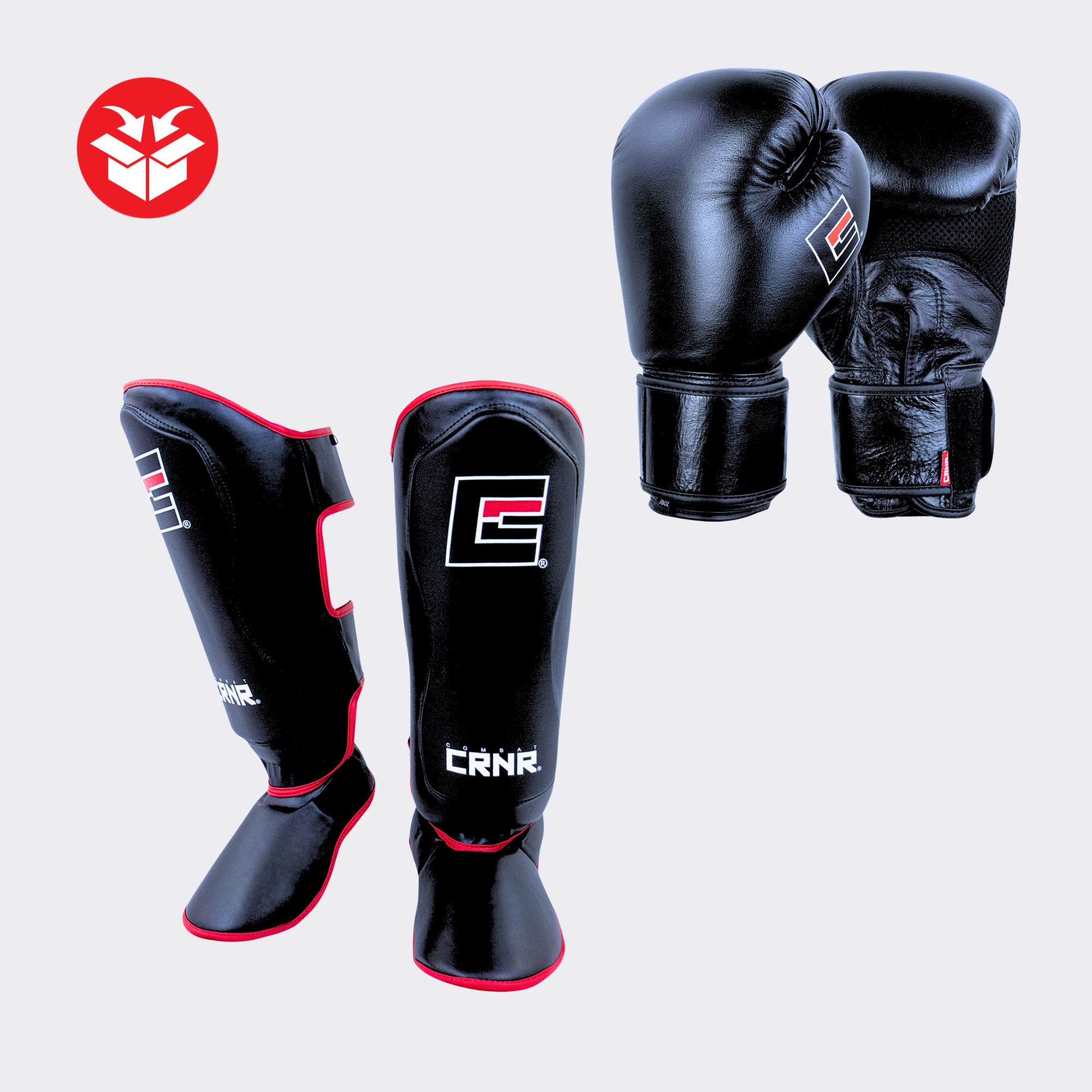 Photo of Combat Corner's Elite Boxing Bundle, which includes Combat Corner's Elite Boxing Gloves and Elite Spar Shin Pads