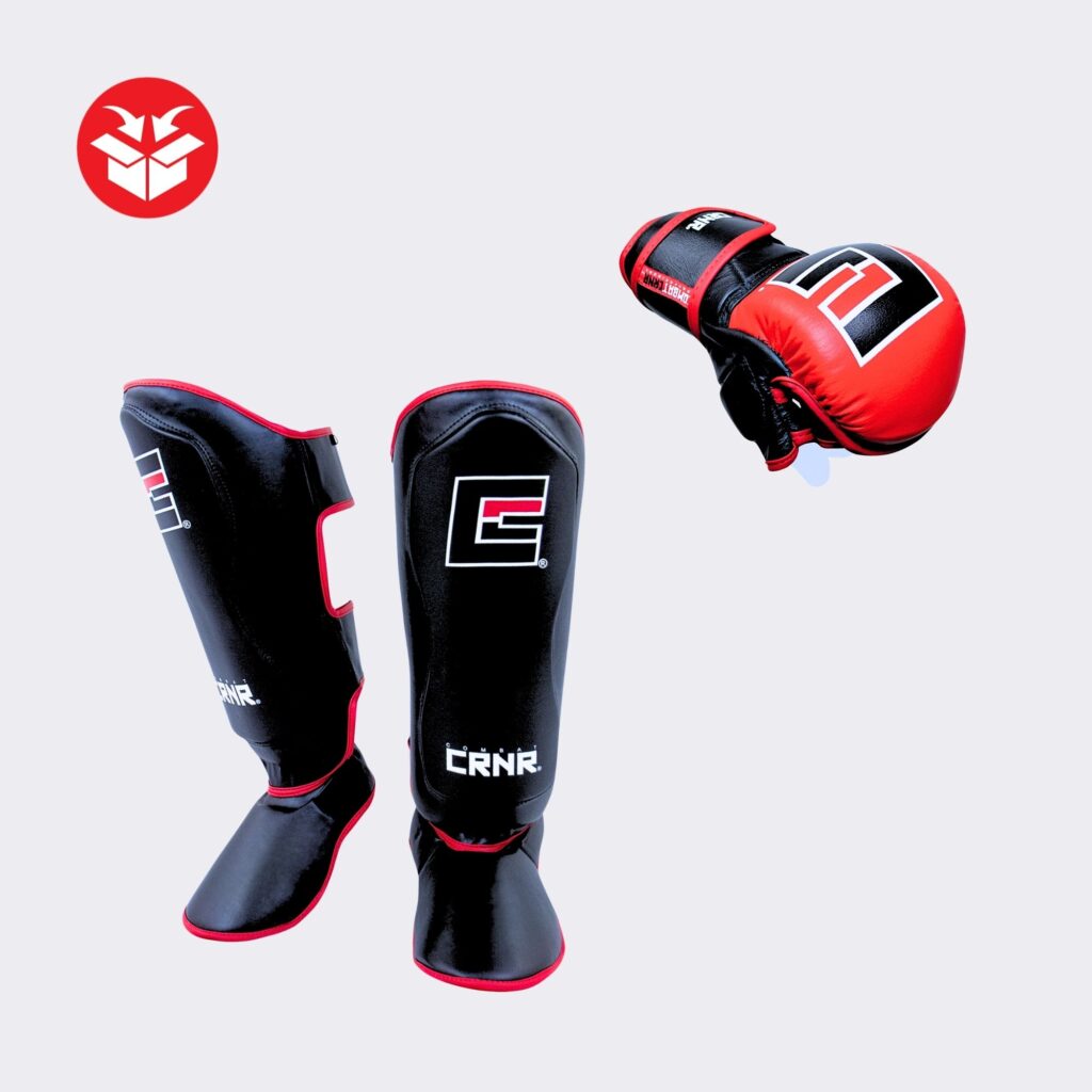 Photo of Combat Corner's Elite MMA Bundle, which includes Combat Corner's Elite Spar MMA Gloves and Elite Spar Shin Pads