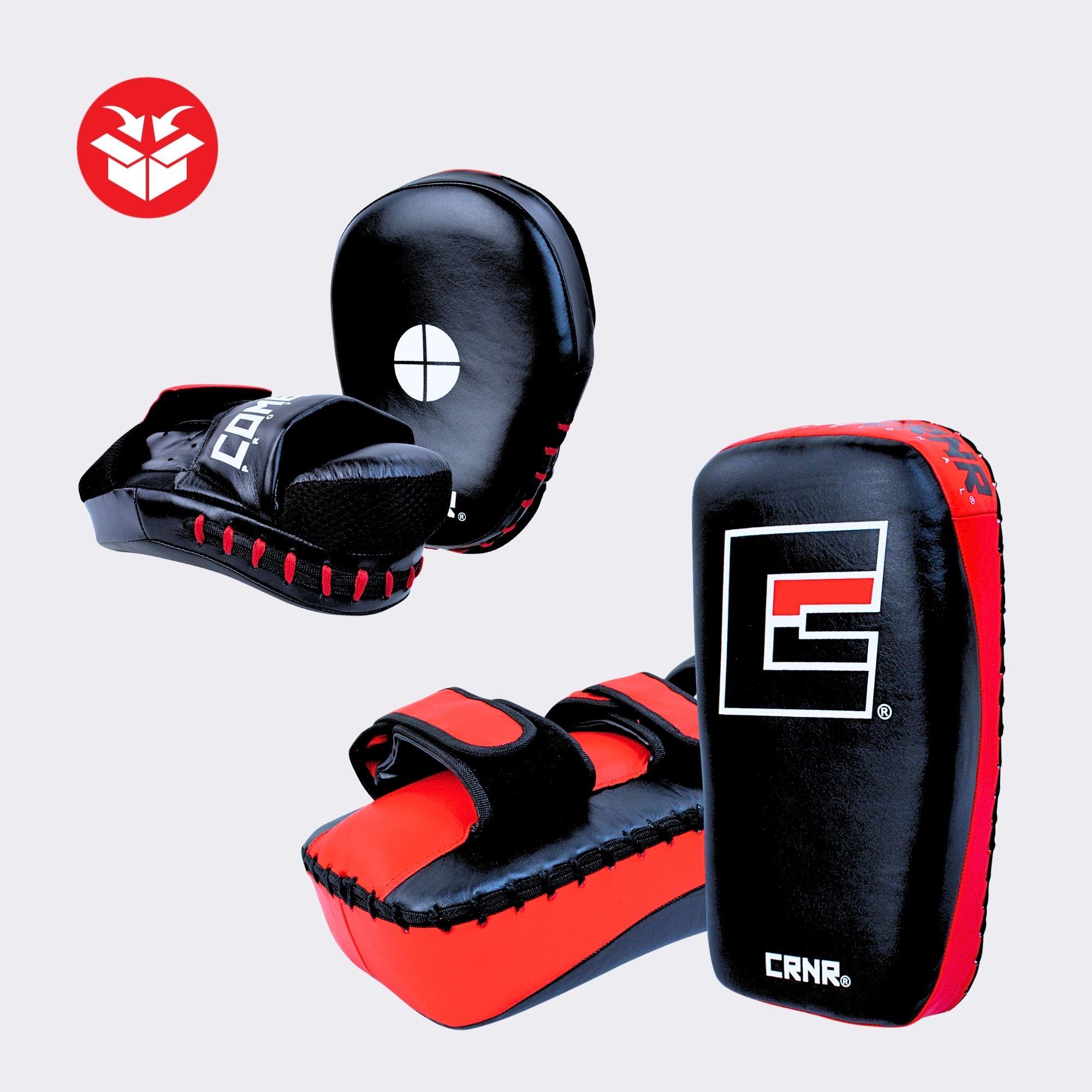 Photo of Combat Corner's Elite Pads & Mitts Bundle, which includes Combat Corner's Elite Punch Mitts and Elite Muay Thai Pads